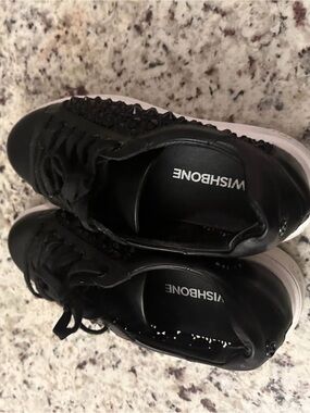 WISHBONE Black Women's Lace-Up Fashion Sneakers